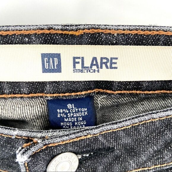 Gap Flare Stretch Jeans Size 8 Long Light Black - Picture 2 of 10